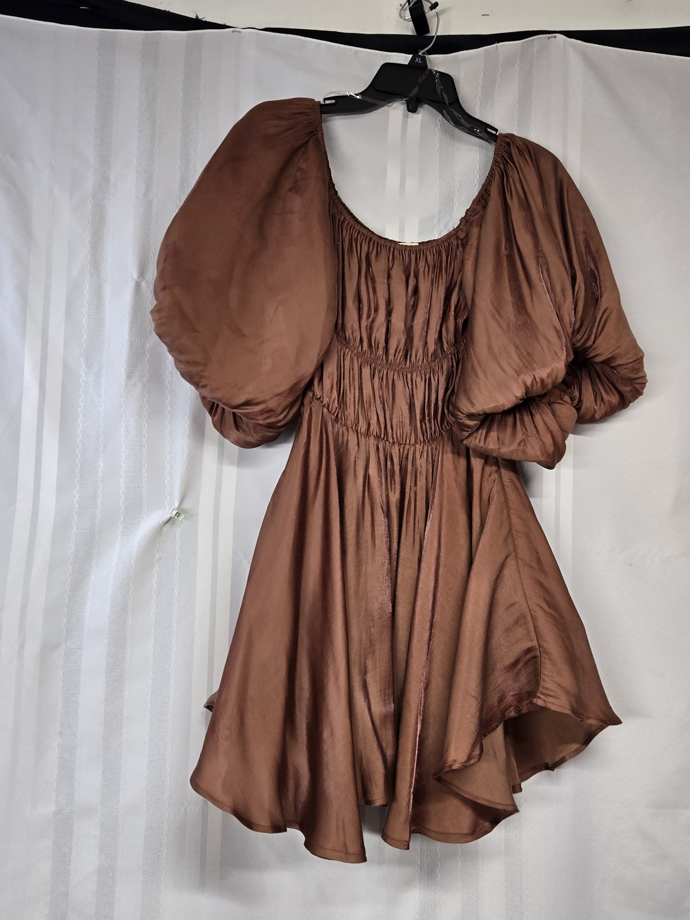 Brown Puff-Sleeve Women’s Dress SIZE SMALL